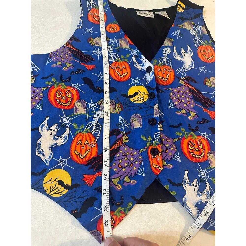 Basic Editions plus 1x Halloween Vest Ghost pumpkins skeleton witch Frankenstein - Picture 6 of 6